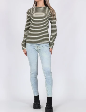 Bluza Pieces, alb/verde Verde