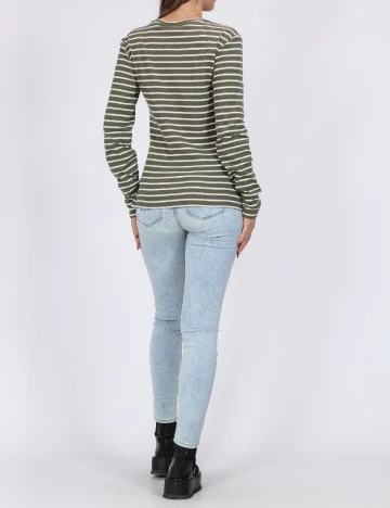 Bluza Pieces, alb/verde Verde