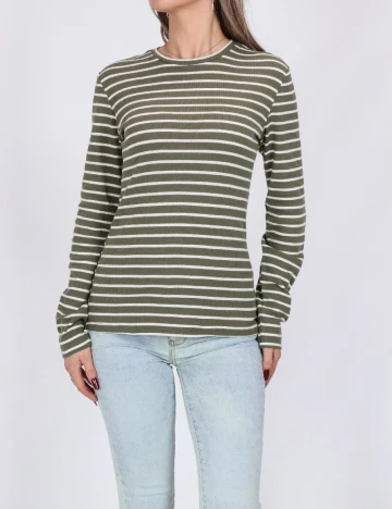 Bluza Pieces, alb/verde Verde