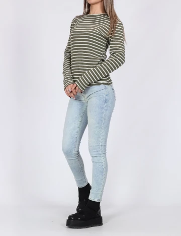 Bluza Pieces, alb/verde Verde
