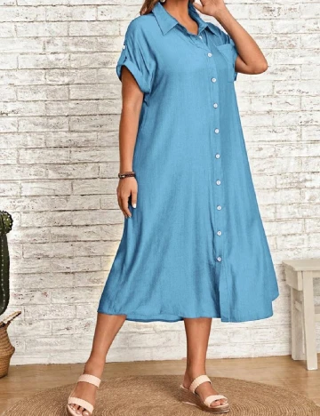 Rochie medie Emery Rose Curve, albastru