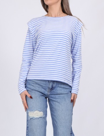 
						Bluza Pieces, alb/albastru