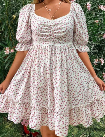 Rochie scurta SHEIN CURVE, alb/roz