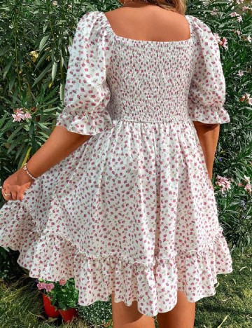 Rochie scurta SHEIN CURVE, alb/roz