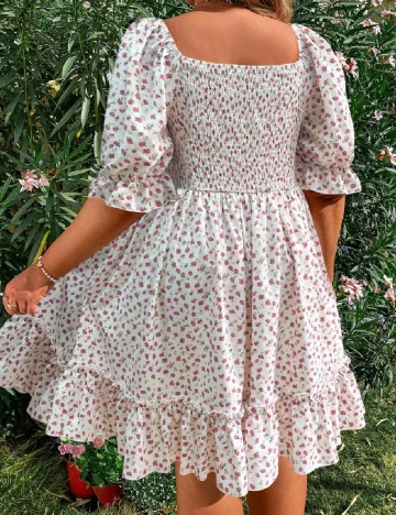 Rochie scurta SHEIN CURVE, alb/roz
