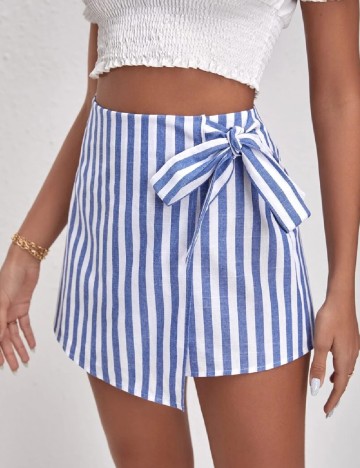 Fusta pantalon SHEIN, alb/albastru