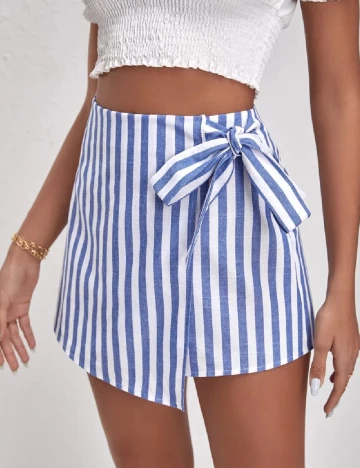 Fusta pantalon SHEIN, alb/albastru