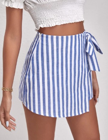 Fusta pantalon SHEIN, alb/albastru
