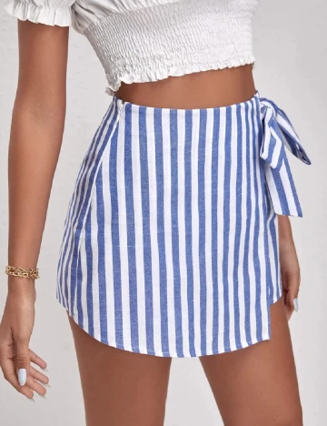 Fusta pantalon SHEIN, alb/albastru