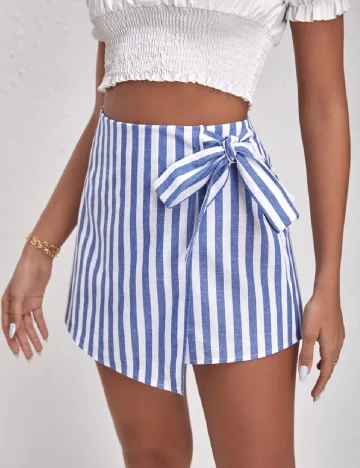 Fusta pantalon SHEIN, alb/albastru