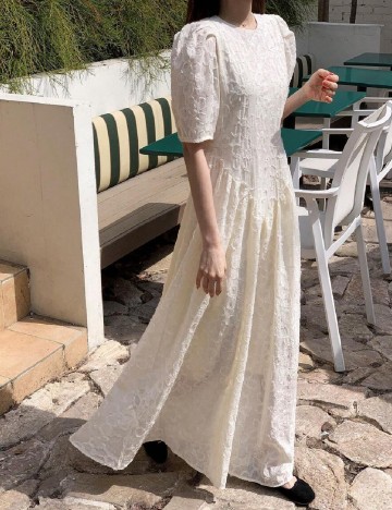 Rochie lunga Dazy, ecru