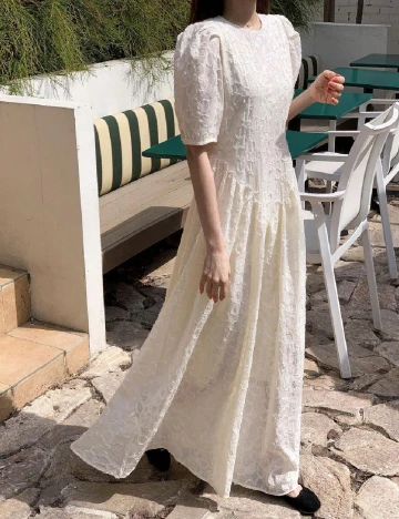 Rochie lunga Dazy, ecru