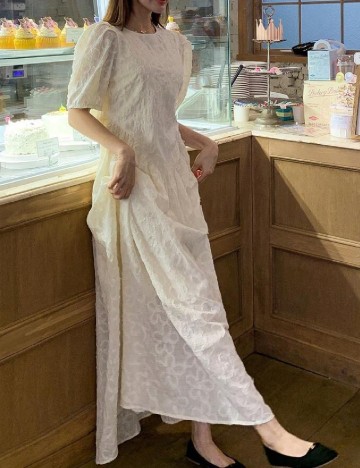 Rochie lunga Dazy, ecru