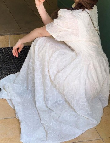 Rochie lunga Dazy, ecru