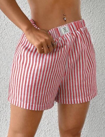 
						Pantaloni scurti SHEIN, rosu/alb