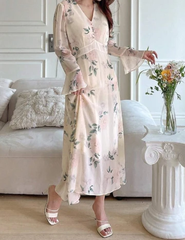 Rochie medie Dazy, crem