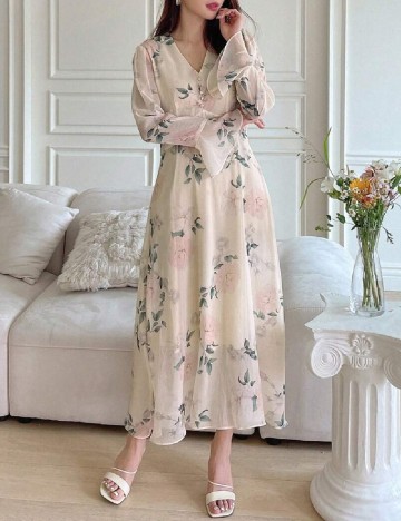 Rochie medie Dazy, crem