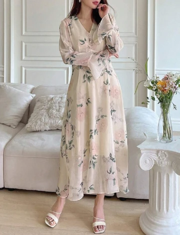 Rochie medie Dazy, crem