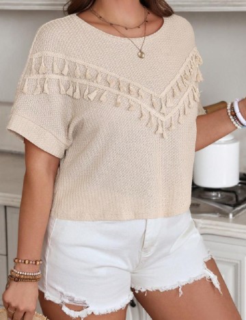 Tricou SHEIN CURVE, crem