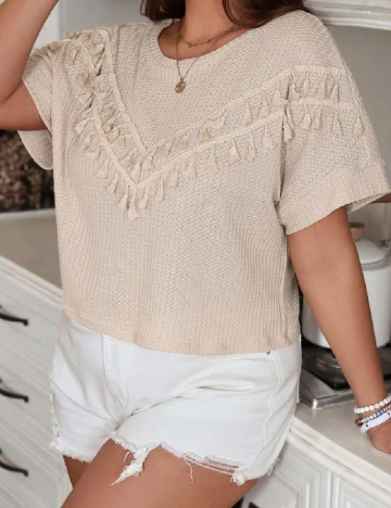 Tricou SHEIN CURVE, crem