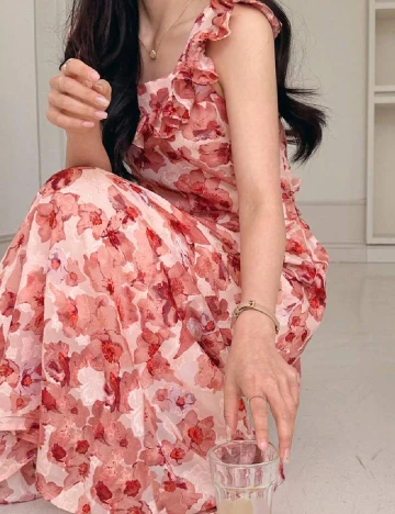 Rochie lunga Dazy, roz