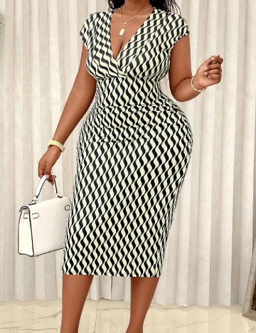 Rochie medie SHEIN CURVE, negru/crem