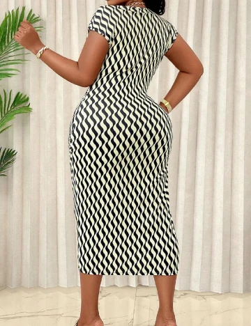Rochie medie SHEIN CURVE, negru/crem