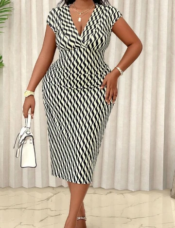 Rochie medie SHEIN CURVE, negru/crem