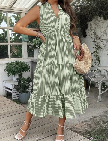 Rochie medie SHEIN CURVE, alb/verde