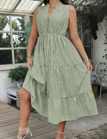Rochie medie SHEIN CURVE, alb/verde