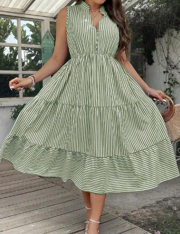 Rochie medie SHEIN CURVE, alb/verde