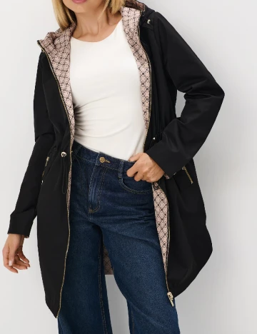 Geaca reversibila Mohito, negru/crem