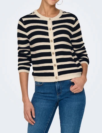 Cardigan Jacqueline de Yong, ecru/negru