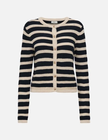 Cardigan Jacqueline de Yong, ecru/negru