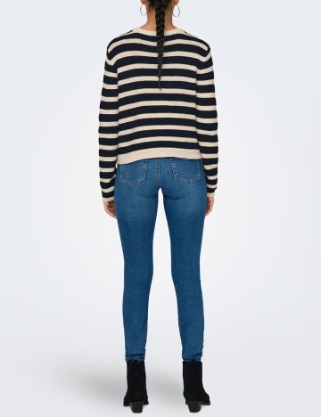 Cardigan Jacqueline de Yong, ecru/negru