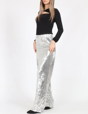 Pantaloni Only, argintiu