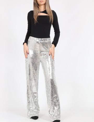 
						Pantaloni Only, argintiu