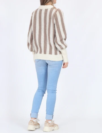 Pulover Pieces, crem/maro