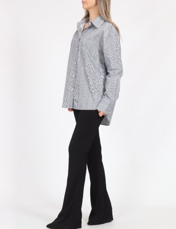 Camasa Oversize Only, albastru/alb