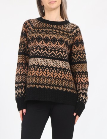 
						Pulover Only, negru/maro