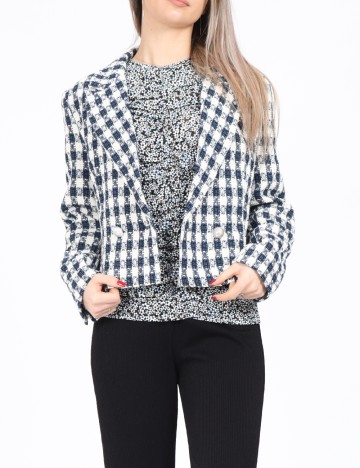 
						Sacou Only, albastru/alb