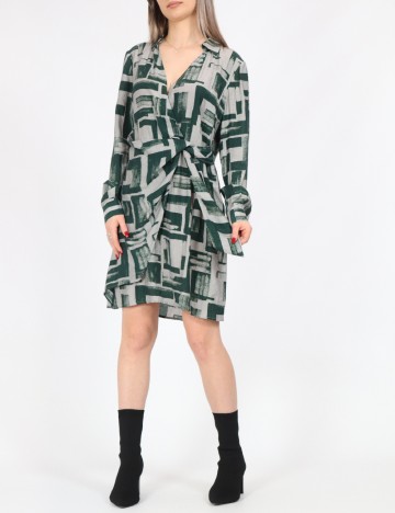 Rochie scurta Vero Moda, verde/gri