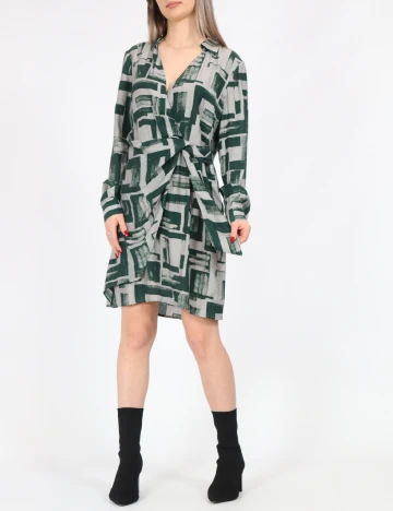 Rochie scurta Vero Moda, verde/gri
