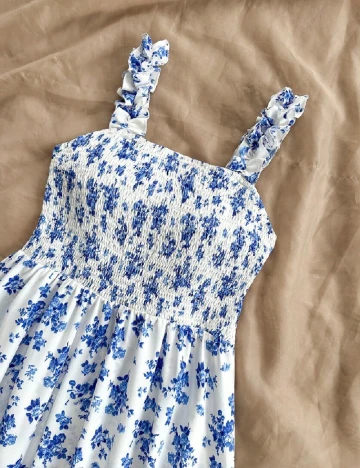 Rochie medie SHEIN, alb/albastru