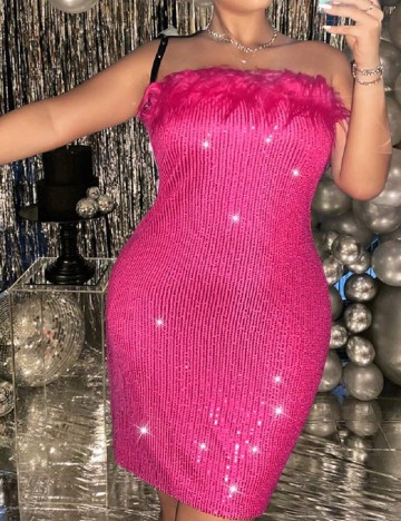 Rochie scurta SHEIN CURVE, roz
