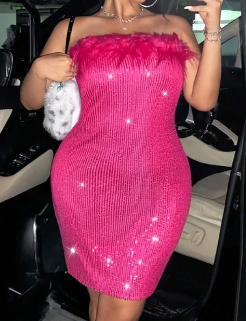 Rochie scurta SHEIN CURVE, roz