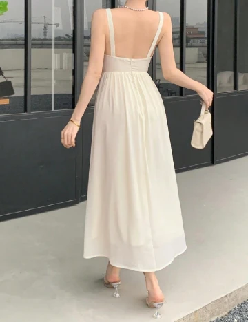 Rochie lunga Dazy, ecru Alb