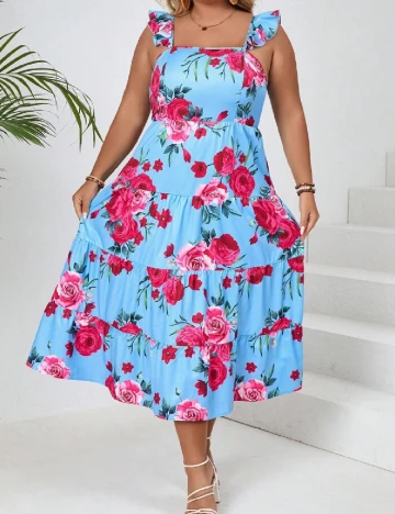 Rochie medie SHEIN CURVE, albastru