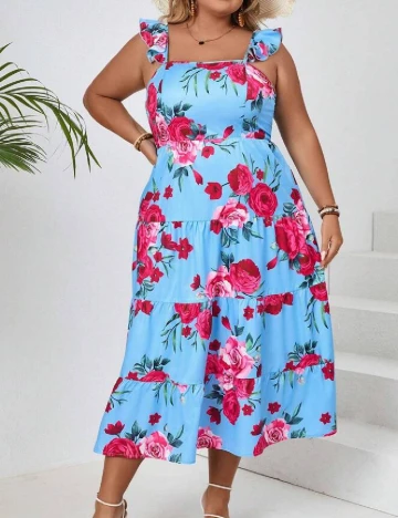 Rochie medie SHEIN CURVE, albastru