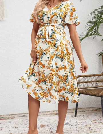 Rochie medie SHEIN Maternity, floral print